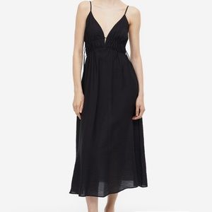 Drawstring Black Dress